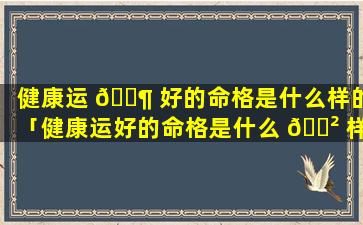 健康运 🐶 好的命格是什么样的「健康运好的命格是什么 🌲 样的呢」